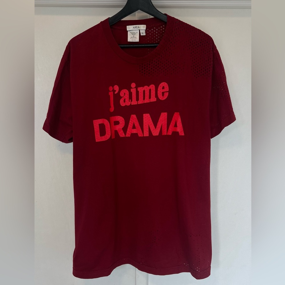AREA J’aime drama tee with distressed (vintage)